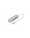 digitus HUB/Koncentrator 3-portowy USB Typ C, 3x USB A HighSpeed z Gigabit LAN adapter, aluminium - nr 43