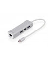 digitus HUB/Koncentrator 3-portowy USB Typ C, 3x USB A HighSpeed z Gigabit LAN adapter, aluminium - nr 4