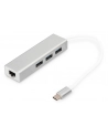 digitus HUB/Koncentrator 3-portowy USB Typ C, 3x USB A HighSpeed z Gigabit LAN adapter, aluminium - nr 5