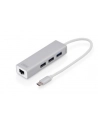 digitus HUB/Koncentrator 3-portowy USB Typ C, 3x USB A HighSpeed z Gigabit LAN adapter, aluminium - nr 62