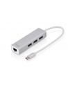 digitus HUB/Koncentrator 3-portowy USB Typ C, 3x USB A HighSpeed z Gigabit LAN adapter, aluminium - nr 7