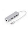 digitus HUB/Koncentrator 3-portowy USB Typ C, 3x USB A HighSpeed z Gigabit LAN adapter, aluminium - nr 12