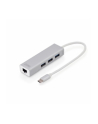 digitus HUB/Koncentrator 3-portowy USB Typ C, 3x USB A HighSpeed z Gigabit LAN adapter, aluminium - nr 1