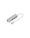 digitus HUB/Koncentrator 3-portowy USB Typ C, 3x USB A HighSpeed z Gigabit LAN adapter, aluminium - nr 20