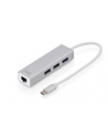 digitus HUB/Koncentrator 3-portowy USB Typ C, 3x USB A HighSpeed z Gigabit LAN adapter, aluminium - nr 22