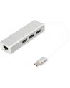 digitus HUB/Koncentrator 3-portowy USB Typ C, 3x USB A HighSpeed z Gigabit LAN adapter, aluminium - nr 37