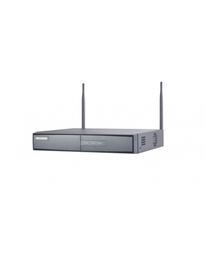 Hikvision rejestrator NVR DS-7604NI-K1-W. 4 kanały, nagrywanie w rozdziel. do 5MP, 2xUSB 2.0, 1 interfejs SATA (max. 6TB), 1 port Ethernet RJ45, wbudowany moduł Wi-Fi 2.4, anteny 2x2 MIMO, prędkość transmisji 300Mbps, zasilanie 12VDC główny