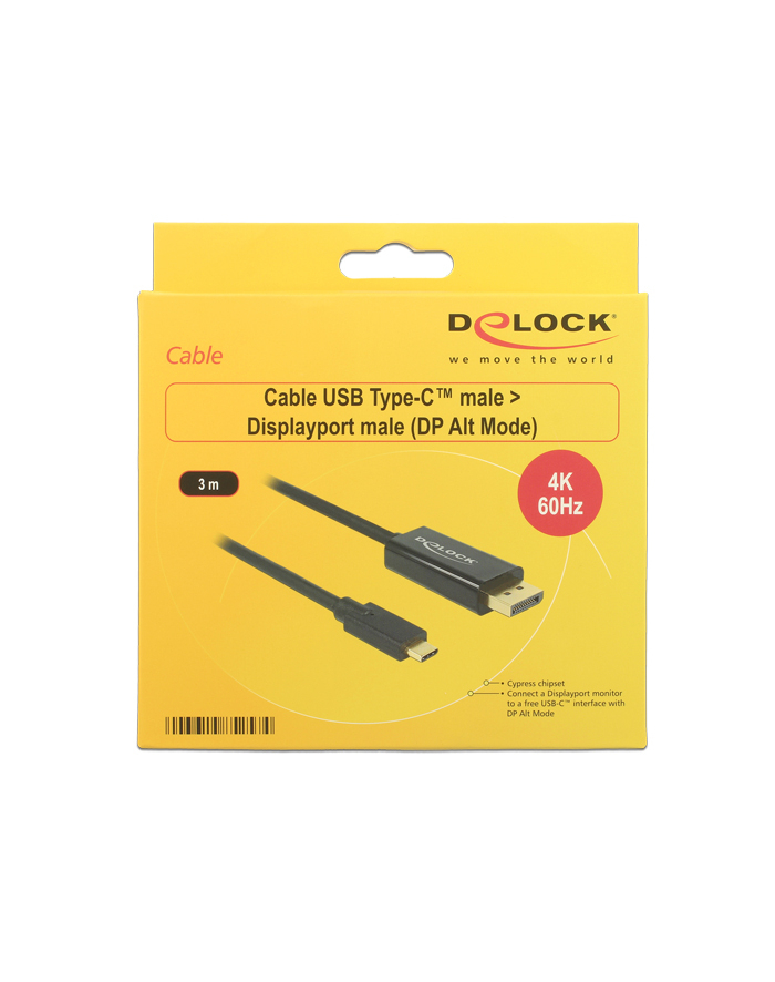 DeLOCK Type C>DP 4K 60HZ 3m - plug/plug główny