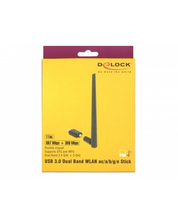 DeLOCK 3.0 Dualband WLAN + antenna - WLAN ac/a/b/g/n Stick 867+ Mbps ext
