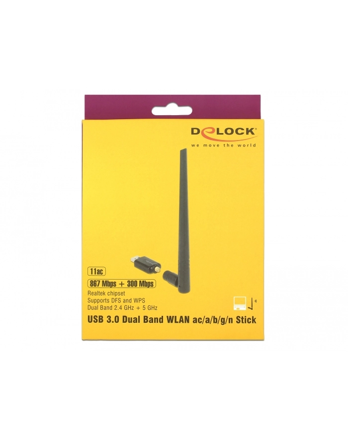 DeLOCK 3.0 Dualband WLAN + antenna - WLAN ac/a/b/g/n Stick 867+ Mbps ext główny