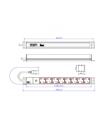 Bachmann power strip 19 '' 1HE 333.538 - 8xPockets 1xFUSE 10A