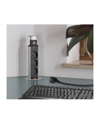 Brennenstuhl Tower Power Alu 3-fold 2m silver / black