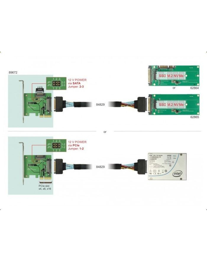 DeLOCK PCIe x4 card>1x int. NVMe blue - SFF-8639 główny