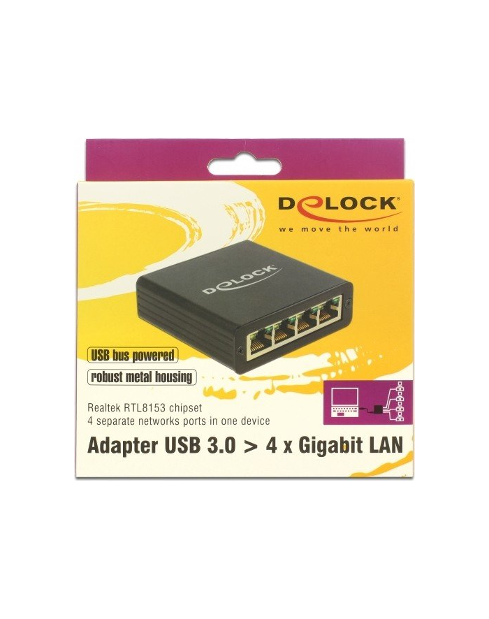 DeLOCK USB3.0 Adapter> 4 x Gigabit LAN główny