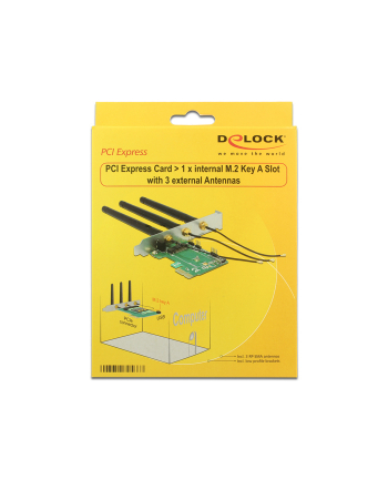 DeLOCK PCIe> 1x M.2 with 3 antennas - Low profile