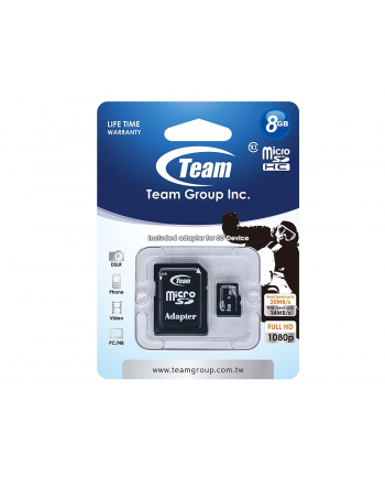 Team Group Karta Pami臋ci Micro SDHC 8GB Class 10 +Adapter