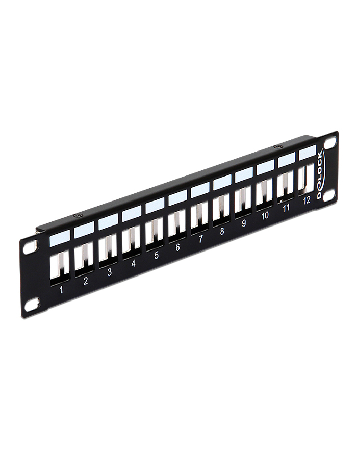 PATCH PANEL 12 PORT 1U DO MODUŁÓW 10'' KEYSTONE CZARNY DELOCK główny