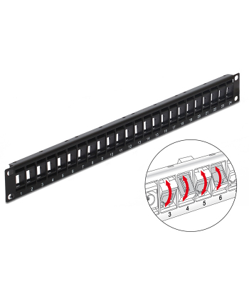 PATCH PANEL 24 PORT 1U DO MODUŁÓW 19'' KEYSTONE OBROTOWY CZARNY DELOCK