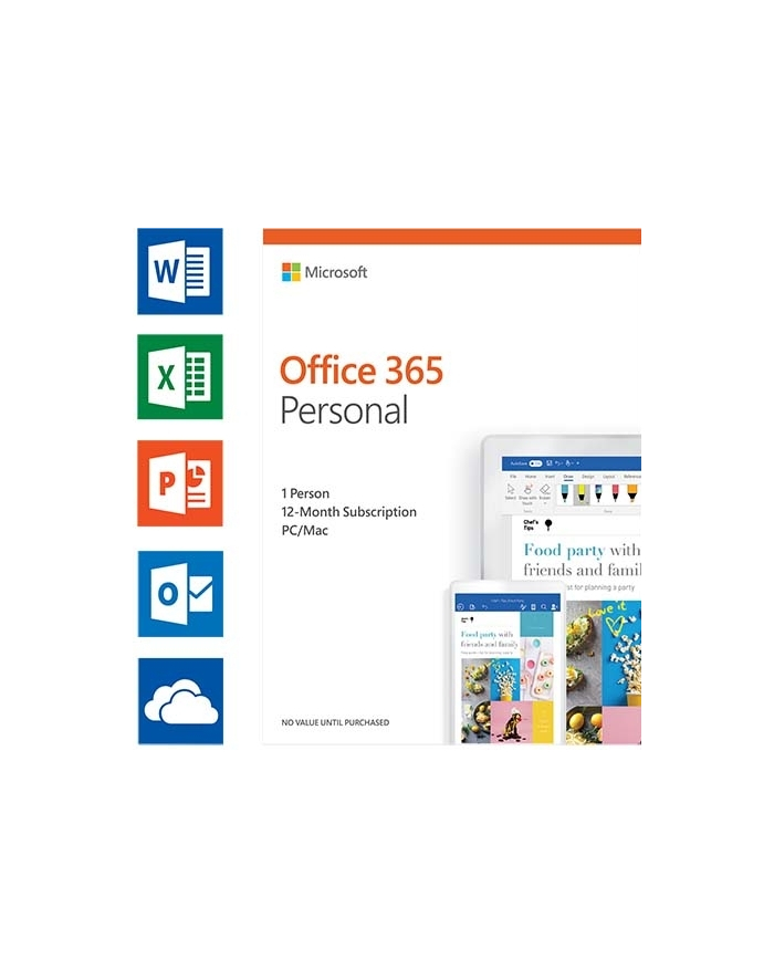 Microsoft Office 365 Personal English EuroZone Subscr 1YR Medialess P4 główny