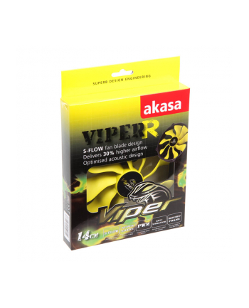 Akasa Wentylator SuperSilent High airflow Viper R PWM S-Flow, 14/12cm,110CFM