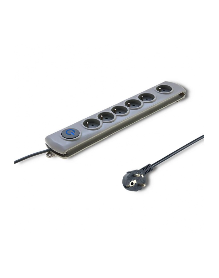 qoltec Listwa antyprzepięciowa Quick Switch, 6 gniazd, 1,8m, szara główny