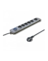 qoltec Listwa antyprzepięciowa Quick Switch, 6 gniazd, 1,8m, szara - nr 4