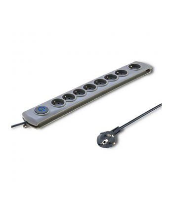 Qoltec Listwa antyprzepięciowa Quick Switch | 8 gniazd | szara | 3m