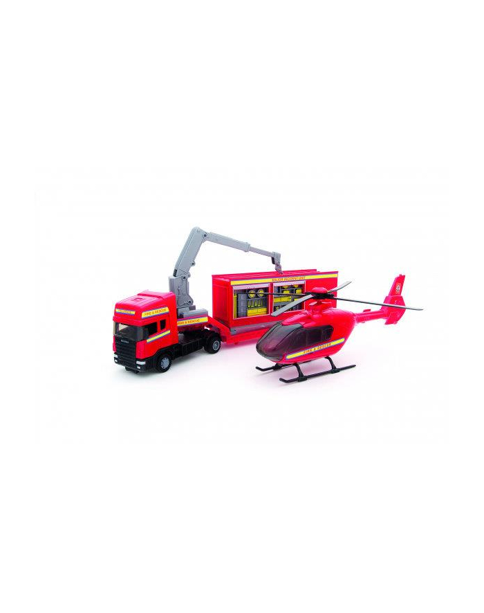 Auto Tir Scania + helikopter 1:48 czerwony TEAMA główny