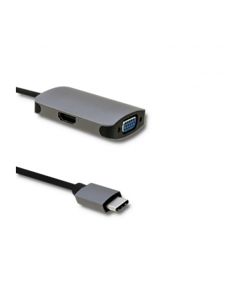 qoltec Adapter USB typ C męski/ HDMI żeński/ VGA żeński