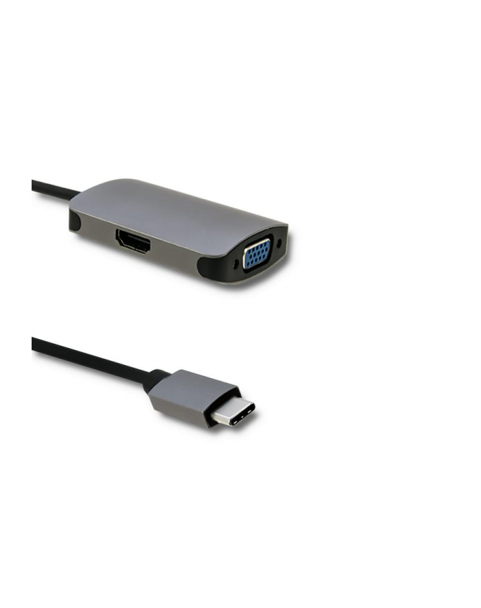 qoltec Adapter USB typ C męski/ HDMI żeński/ VGA żeński główny