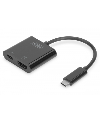 digitus Adapter graficzny HDMI 4K 60Hz UHD na USB 3.1 Typ C, Power Delivery z audio, czarny, aluminiowy