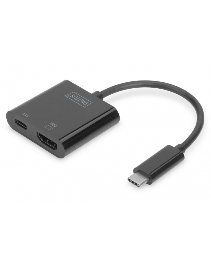 digitus Adapter graficzny HDMI 4K 60Hz UHD na USB 3.1 Typ C, Power Delivery z audio, czarny, aluminiowy główny