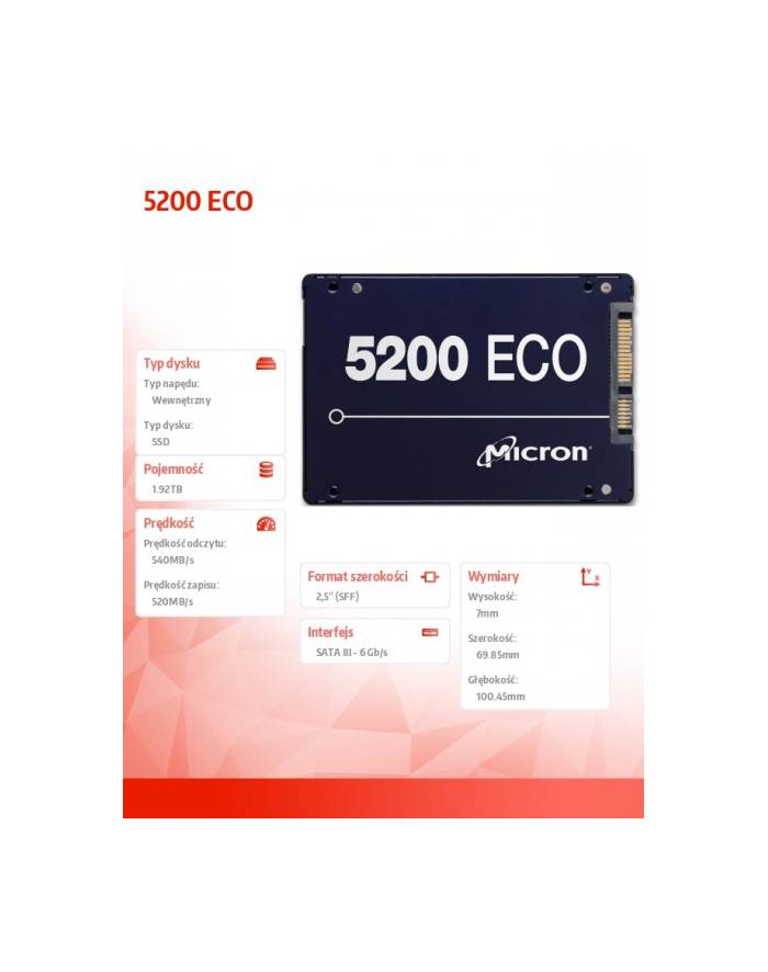 micron Dysk SSD 5200 ECO 1.92TB SATA 2,5 TCG Enabled główny