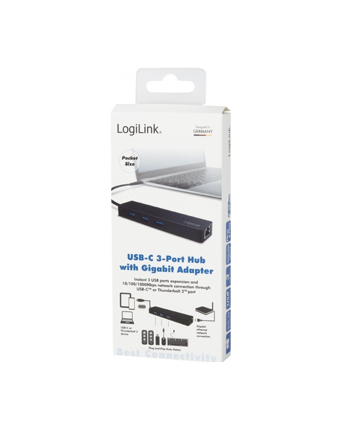 logilink Hub USB-C 3.1 3-porty + adapter USB do RJ45 główny