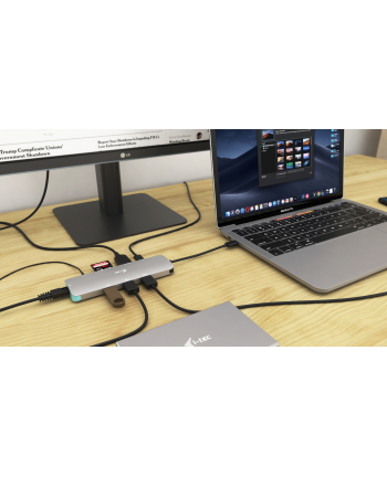 i-tec USB-C Metal Nano Stacja Dokująca 1x HDMI 4K Ultra HD 3840 x 2016 @ 30Hz 1x czytnik SD 1x czytnik micro SD 1x Ethernet GLAN RJ-45 port 1x