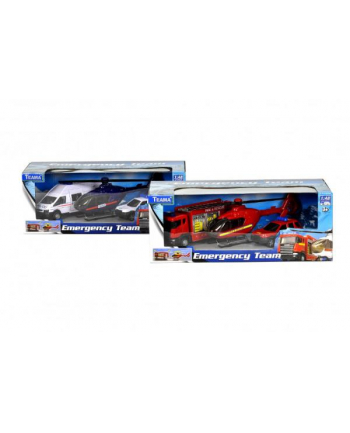 Pojazdy ratunkowe Helikopter + pojazdy 1:48 czerwony 22412 TEAMA