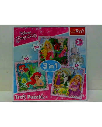 Puzzle 3w1 Roszpunka, Aurora i Arielka 34842 Trefl