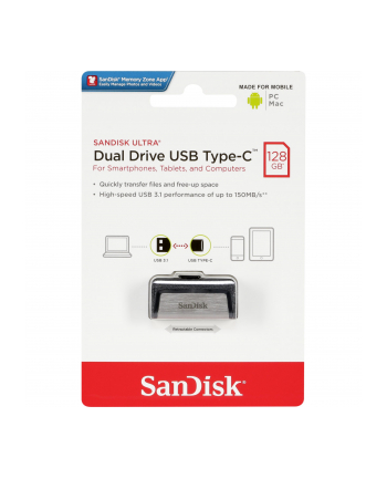 sandisk Pamięć Ultra Dual Drive 128GB USB 3.1 Type-C 150MB/s