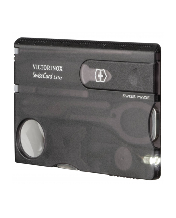 victorinox Scyzoryk SwissCard Lite z diodą, transparentny czarny 0.7333.T3