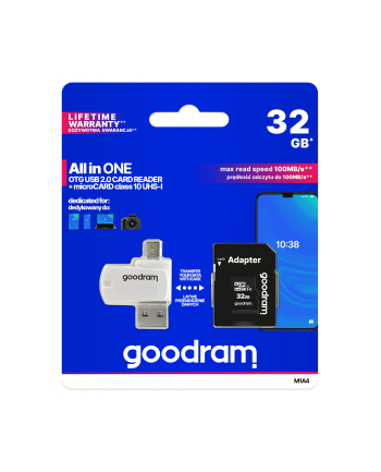 goodram Karta pamięci microSDHC 32GB CL10 + Adapter + Czytnik