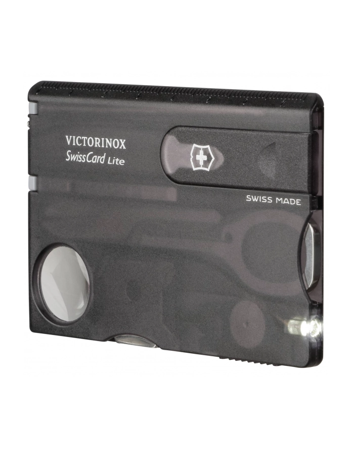 victorinox Scyzoryk SwissCard Lite z diodą, transparentny czarny 0.7333.T3 główny