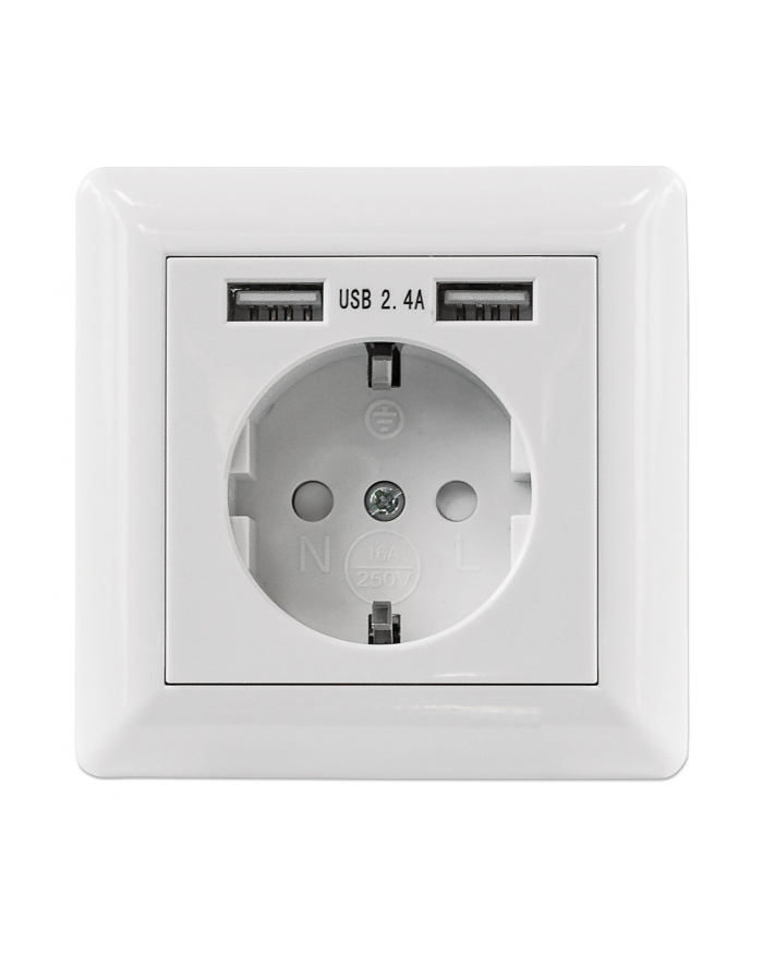 intellinet network solutions Intellinet 2-Port USB-A Wall Outlet and CEE 7/3 Socket with Faceplate główny