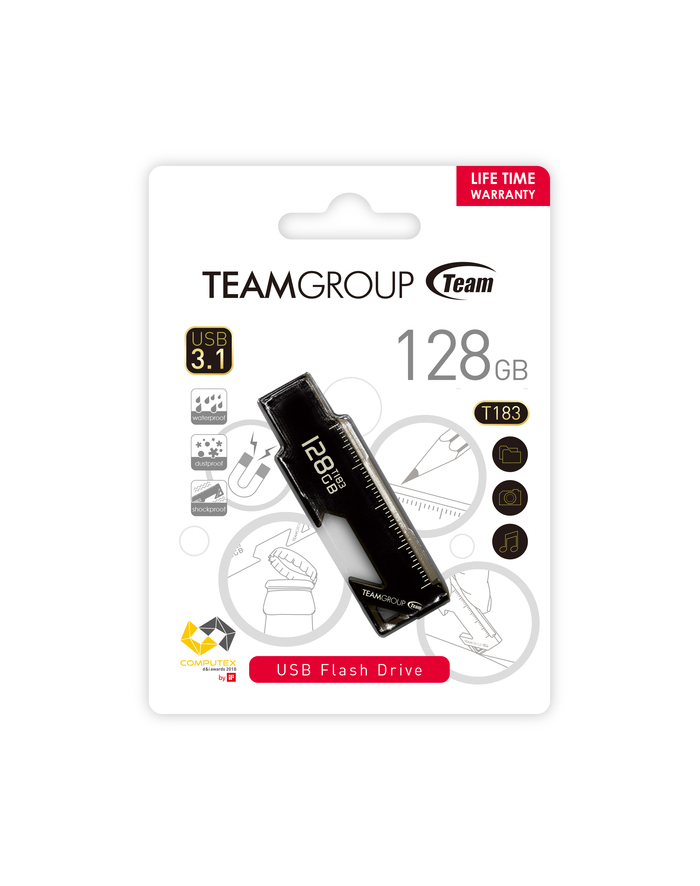 Team Group Pamięć USB T183 128GB USB 3.0 Czarna wielofunkcyjny design główny