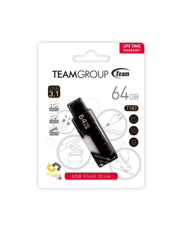 Team Group Pamięć USB T183 64GB USB 3.0 Czarna wielofunkcyjny design główny