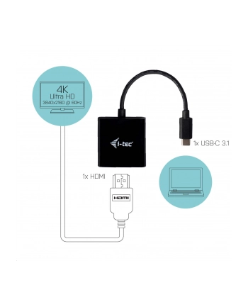 itec i-tec USB-C HDMI Adapter 4K/60 Hz 1x HDMI 4K Ultra HD kompatybilny z TB3