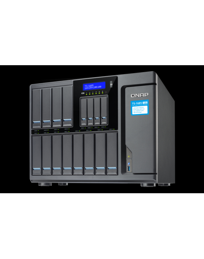 QNAP 16-Bay TurboNAS, Intel D-1531 6C 2,2GHz, 16GB, 4xGbE, 2x10Gb LAN, 1x250W główny