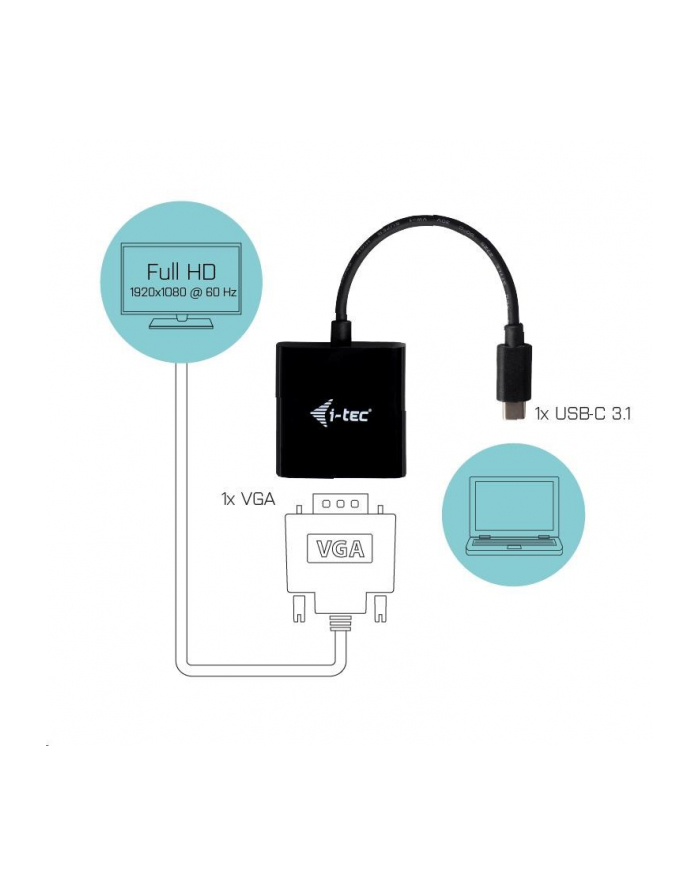 itec i-tec USB-C VGA Adapter 1920 x 1080p/60 Hz 1x VGA Full HD kompatybilny z TB3 główny