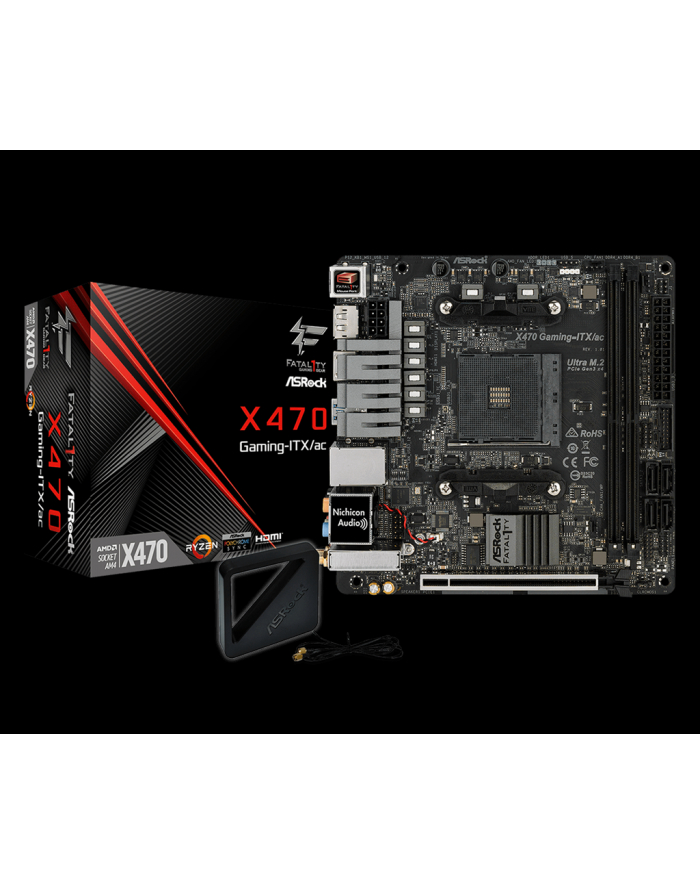 ASRock Fatal1ty X470 Gaming-ITX/ac, DDR4, SATA3, Ultra M.2, USB 3.1, DP, HDMI główny