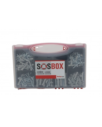 Fischer SOSBOX Kołek rozporowy S plus FU ze śrubami - jasnoszary - 360- części