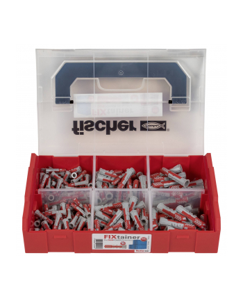 Fischer FIXtainer - DUOPOWER - kołek - jasnoszary / czerwony - 210 części